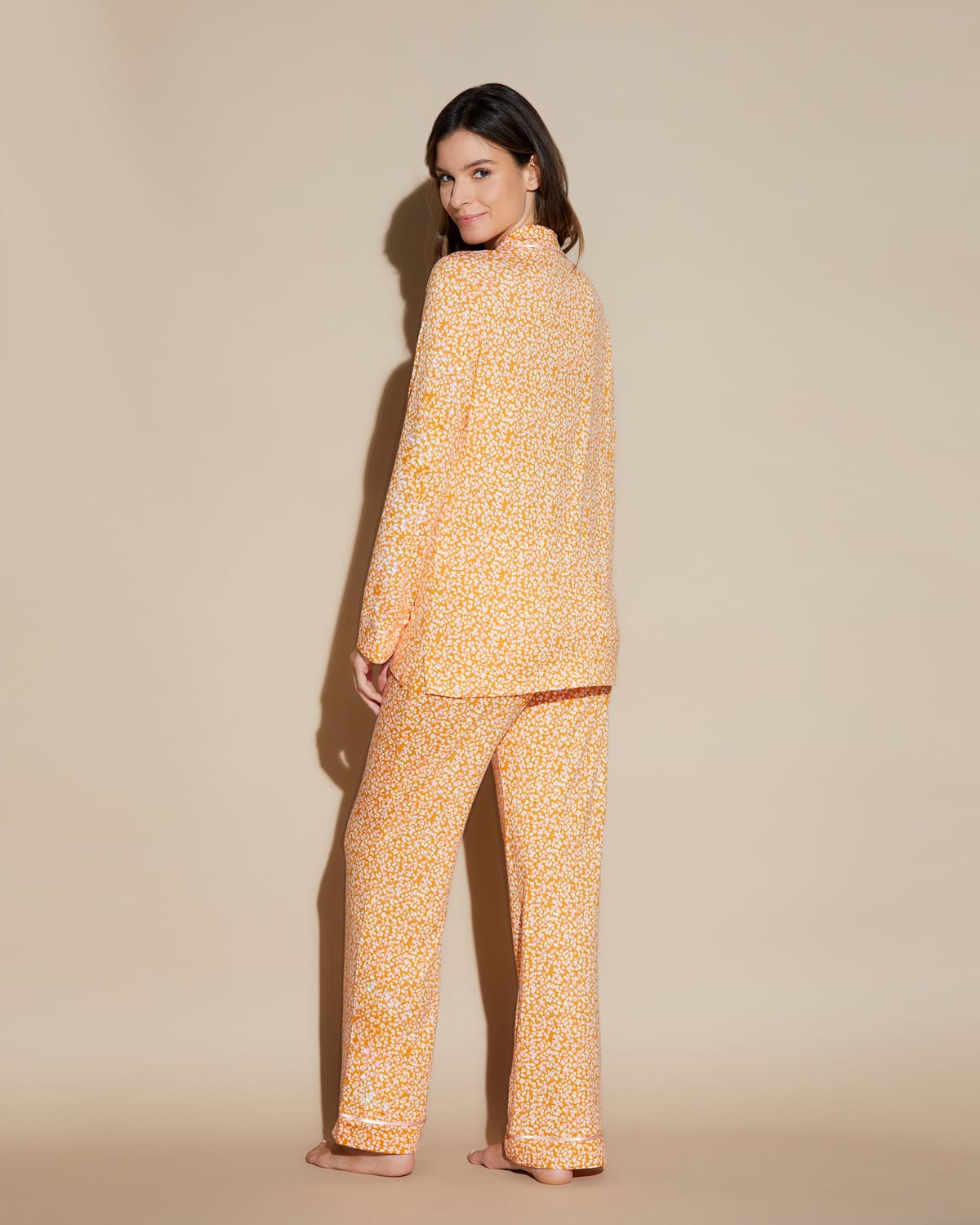 Petite Printed Long Sleeve Top & Pant Pajama Set - Flora Sole/Fiore