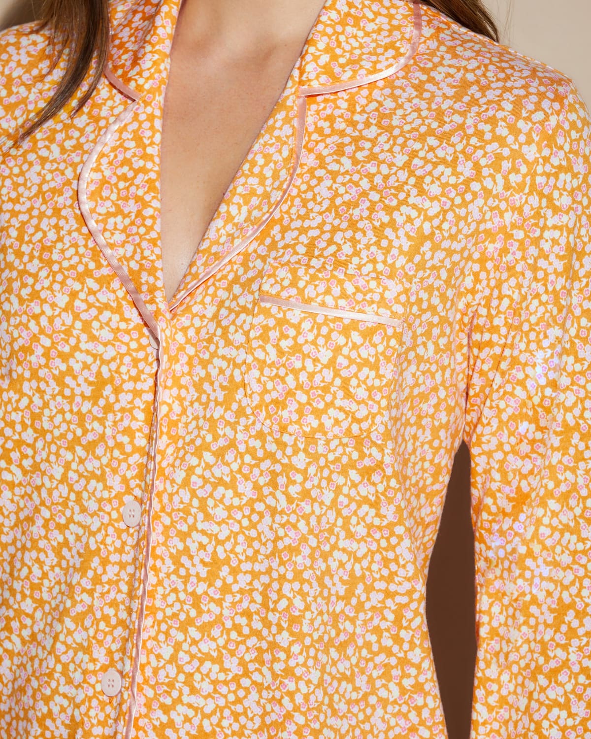 Petite Printed Long Sleeve Top & Pant Pajama Set - Flora Sole/Fiore
