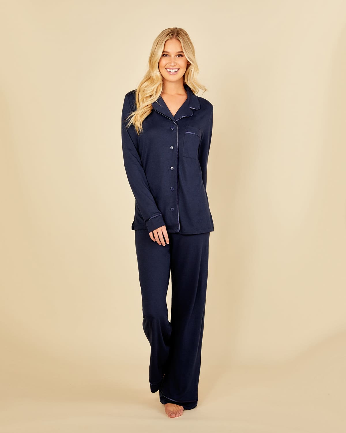 Relaxed Long Sleeve Top & Pant - Navy/Navy