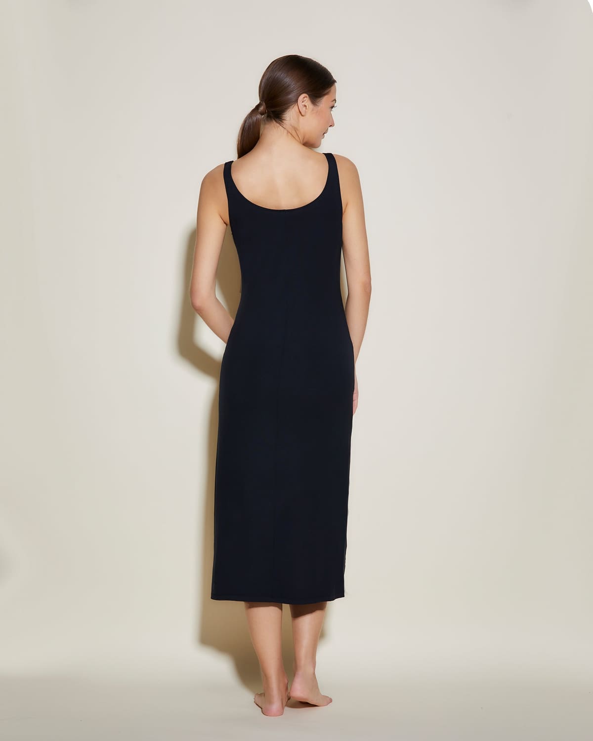 Side Slit Dress - Black/Black