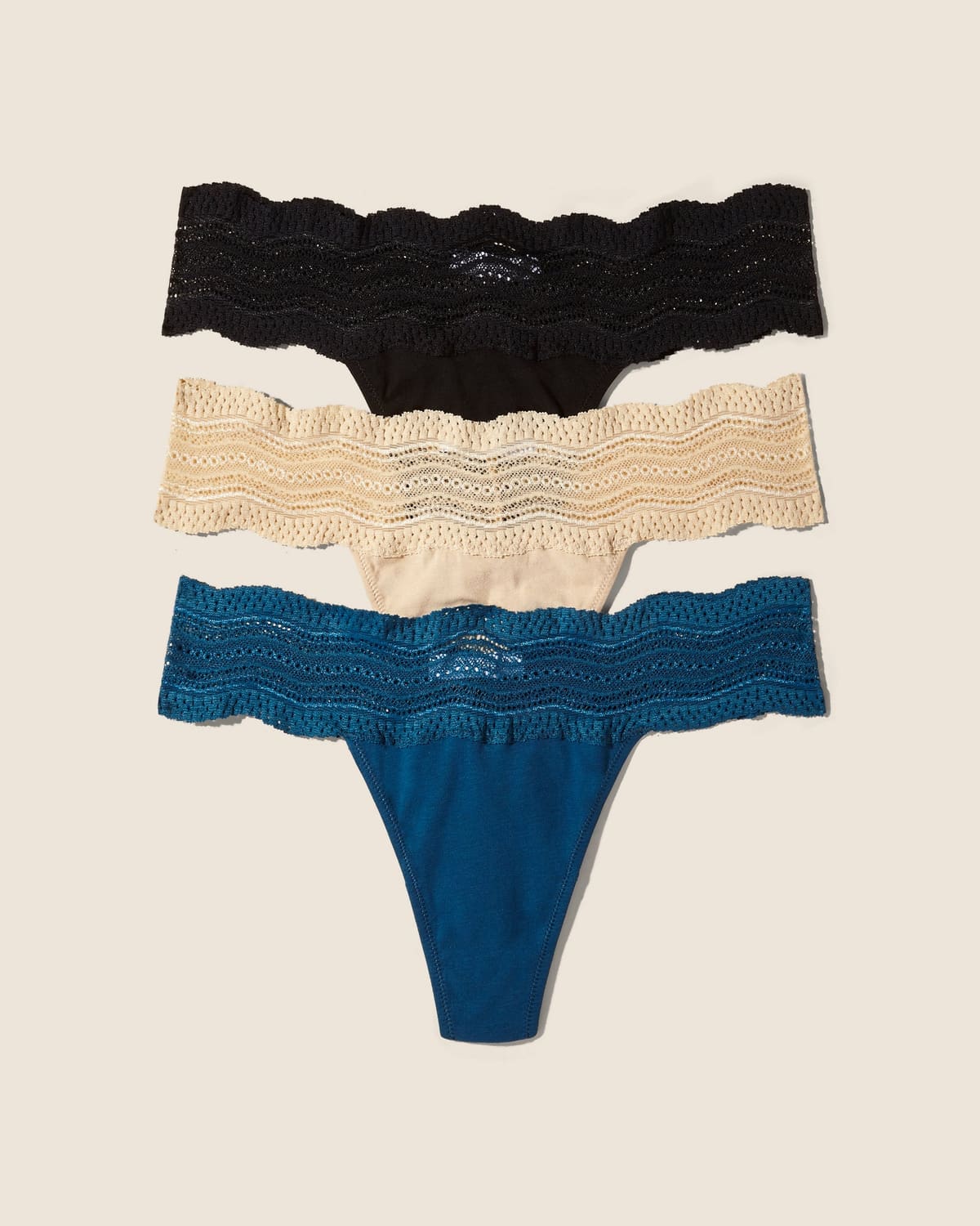 Thong - 3 Pack Set - Black Mirtillo Blush