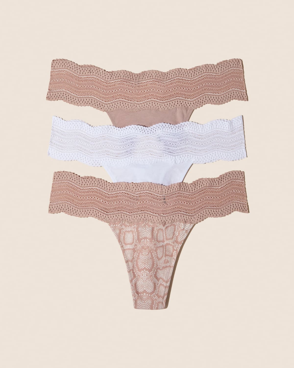 Thong 3Pack - Mandorla Snake Mandorla White