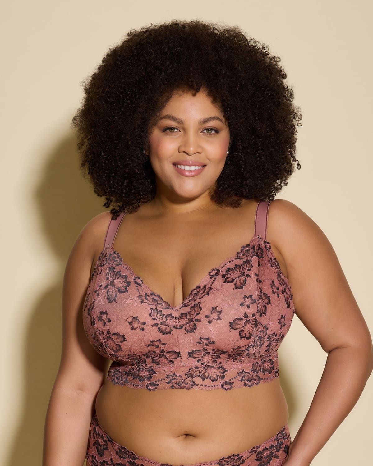 Ultra Curvy Longline Bralette - Tunis/Black