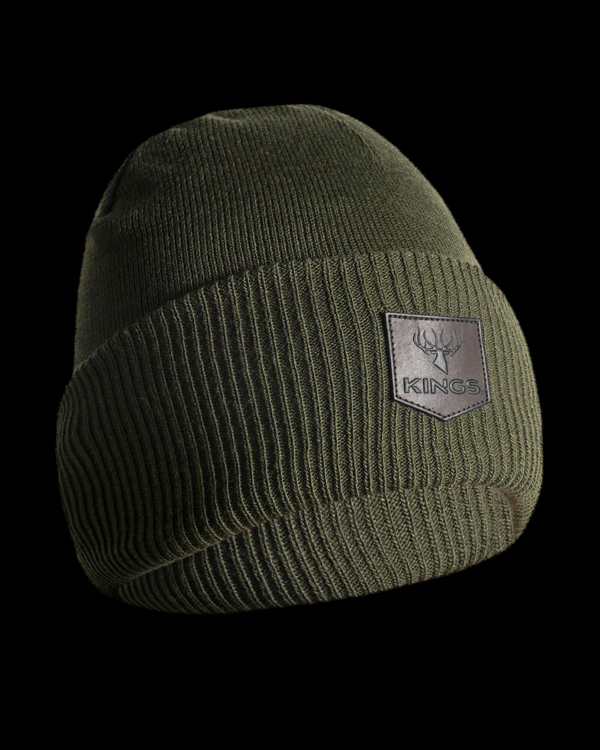 Cuffed Leather Patch Beanie