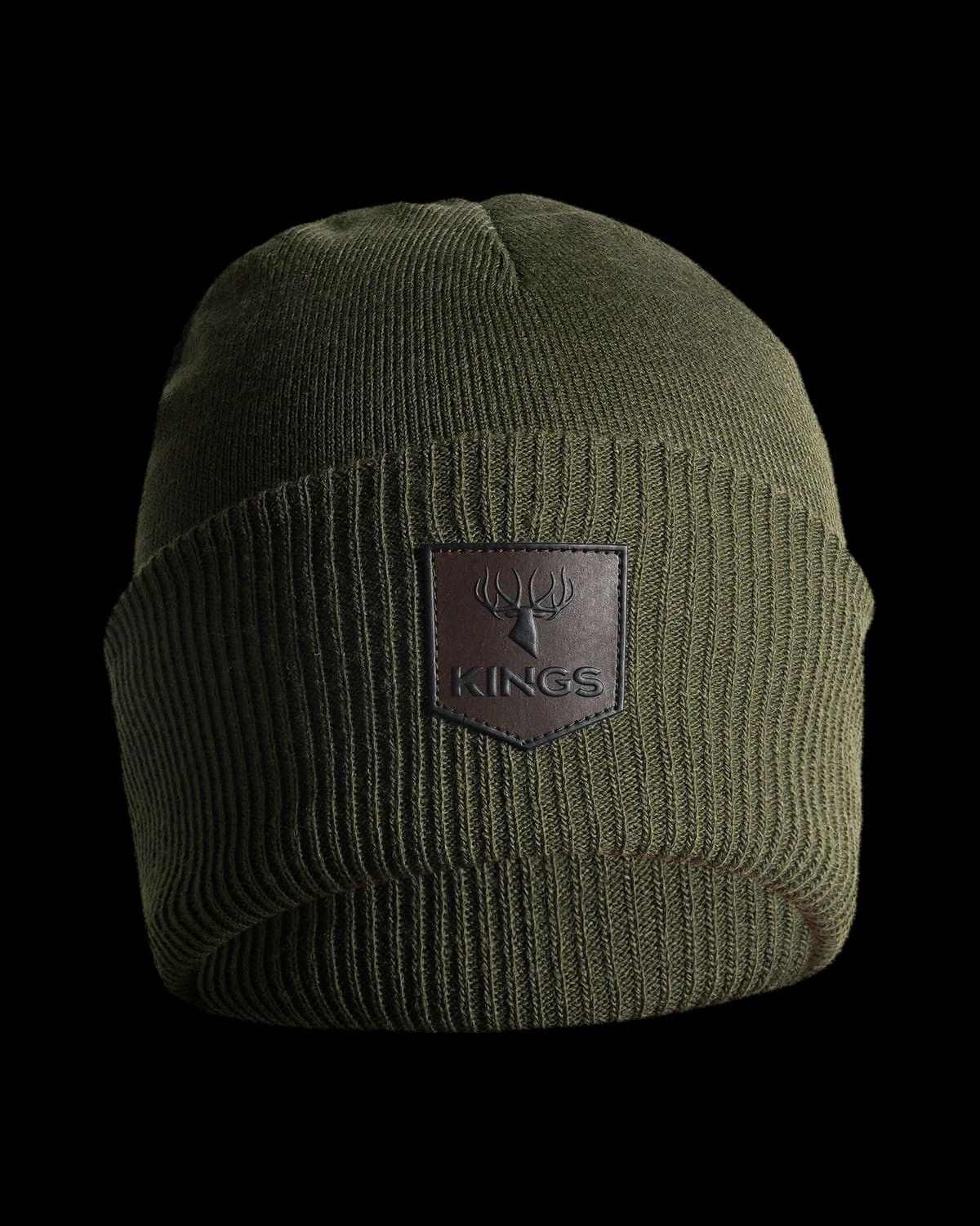 Cuffed Leather Patch Beanie