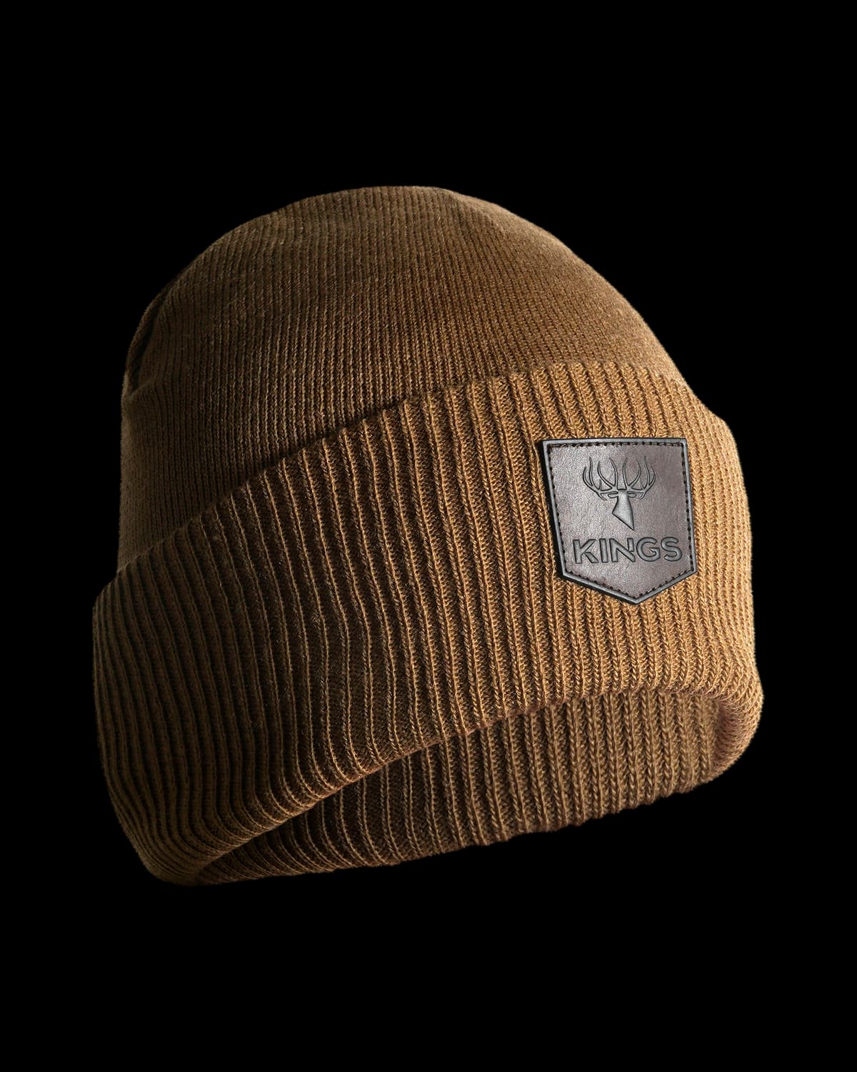 Cuffed Leather Patch Beanie