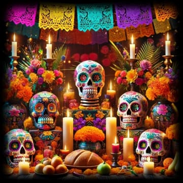 "Day of the Dead - Marigold Shrine" - ASScoozie Design on FrostBuddy Universal Buddy | A Sweet Sip