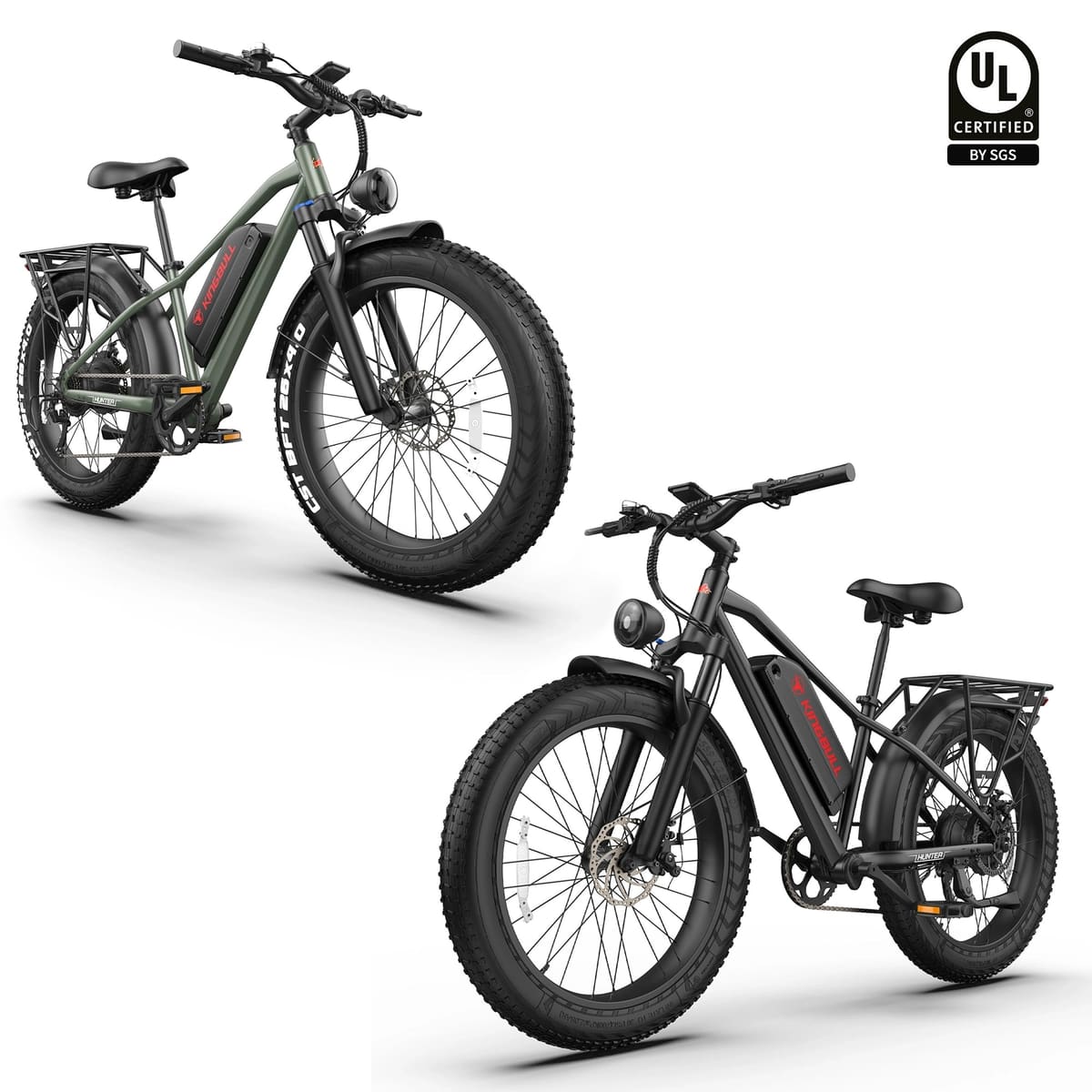 Double Kingbull Hunter 2.0S | Mountain Fat Tire Electric Bike - Black&Green