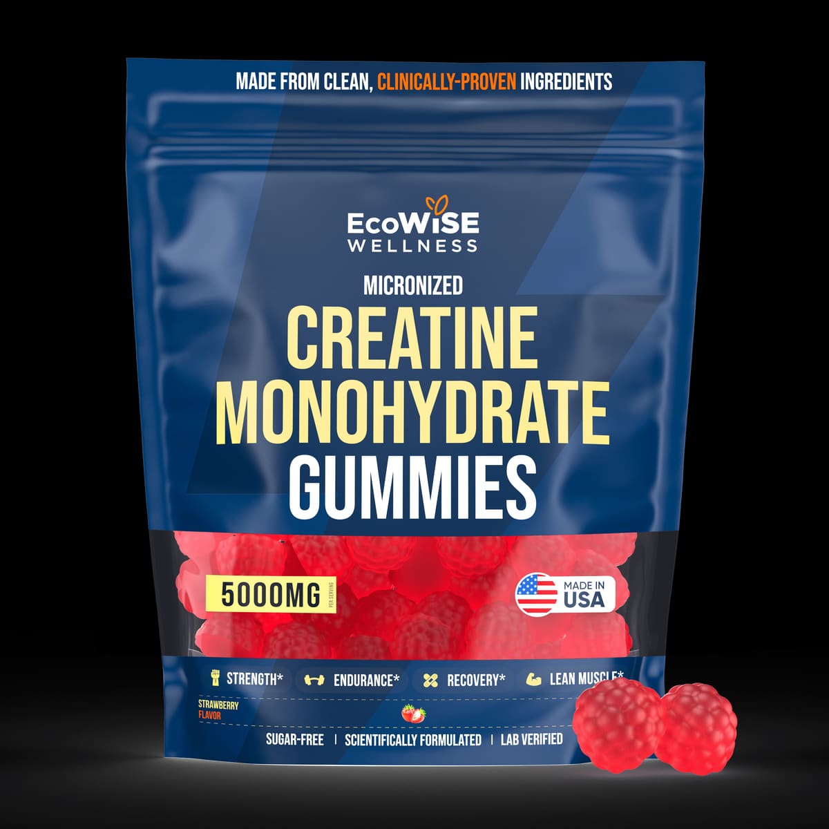 Ecowise Micronized Creatine Monohydrate Gummies Pouch Em