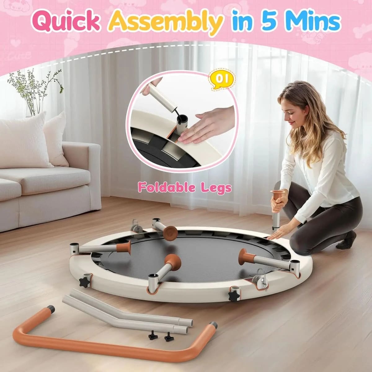 FED Fitness Bcan Series BT1 Toddler Foldable Mini Bungee Trampoline 36"