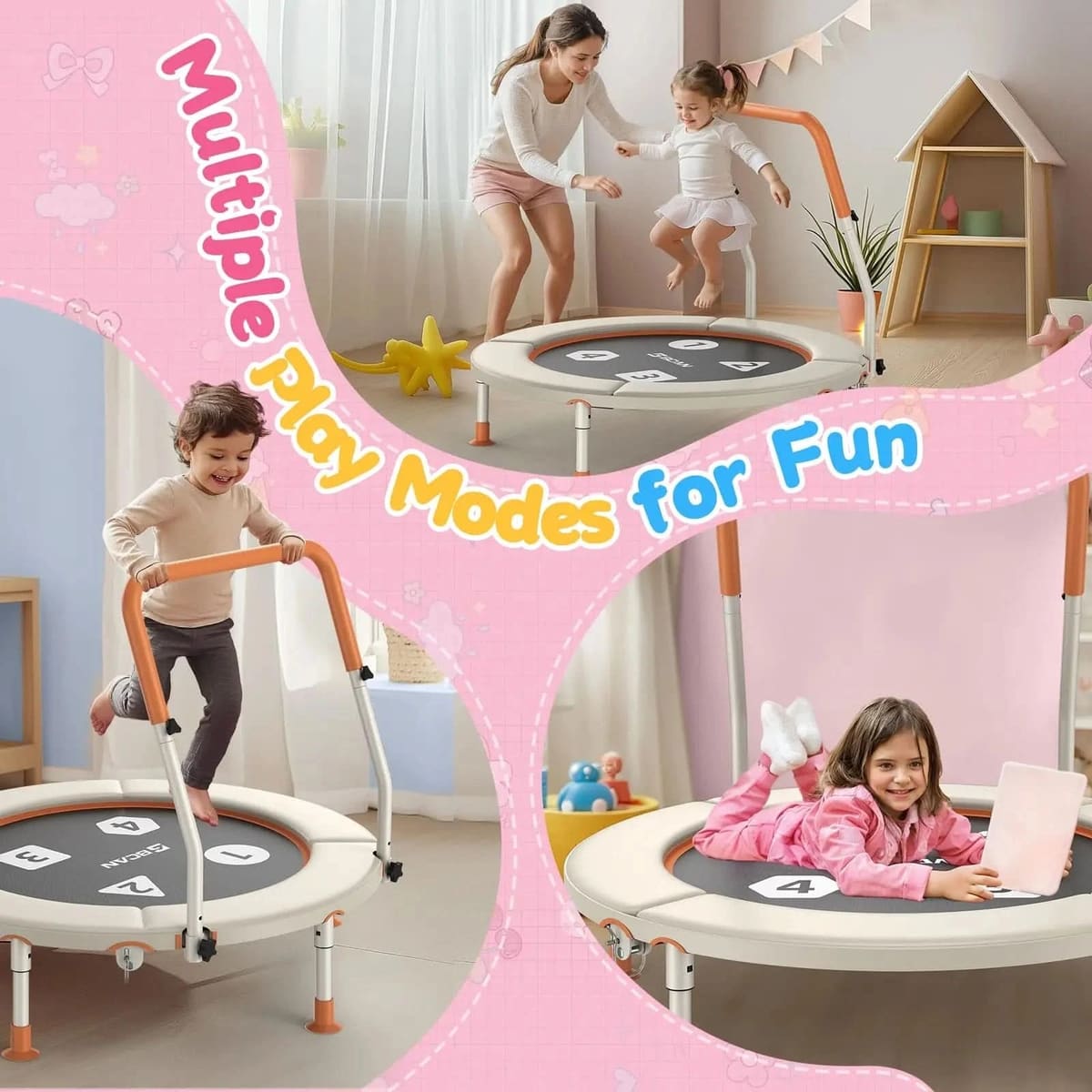 FED Fitness Bcan Series BT1 Toddler Foldable Mini Bungee Trampoline 36"