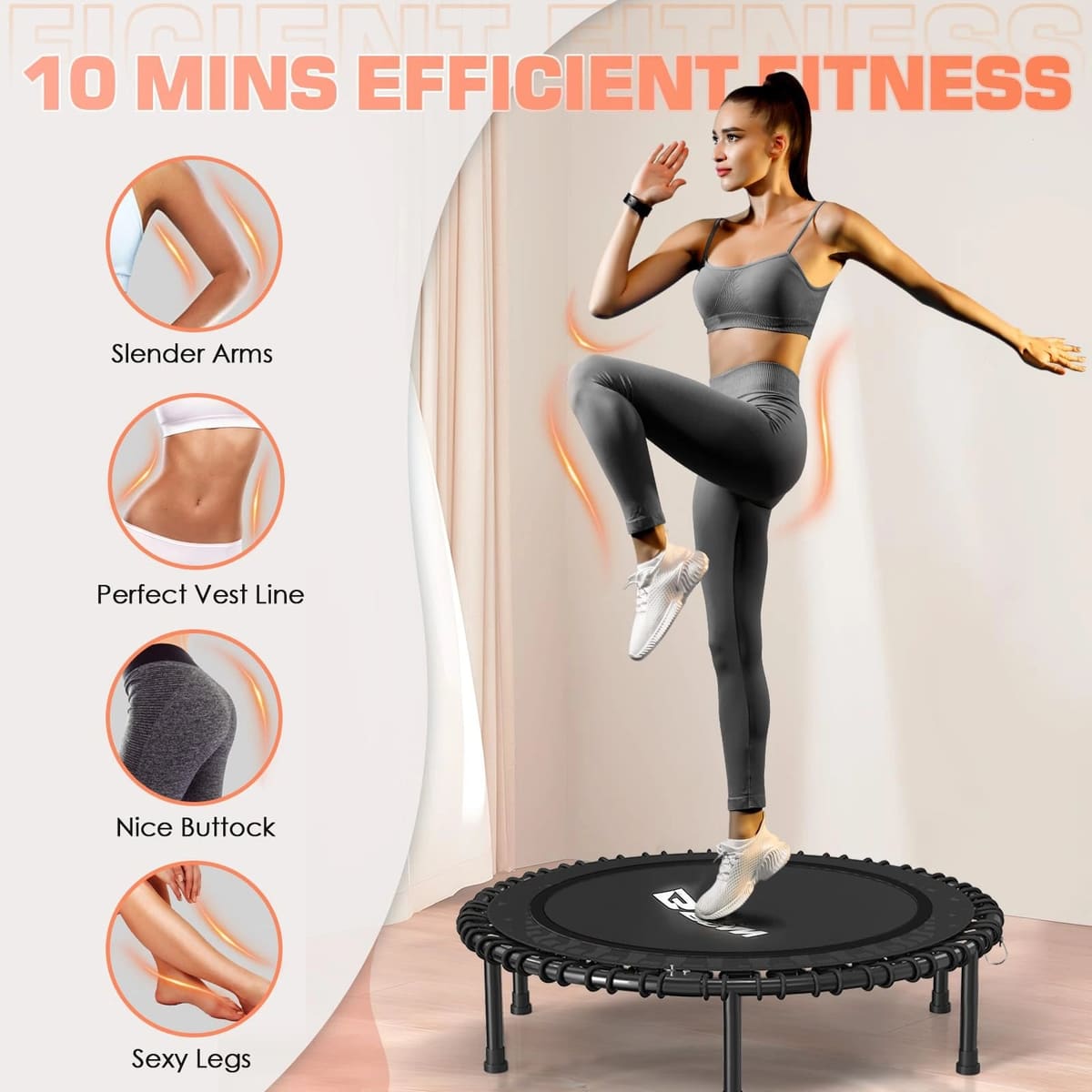 FED Fitness Bcan Series BT2 Foldable Adult Mini Bungee Trampoline