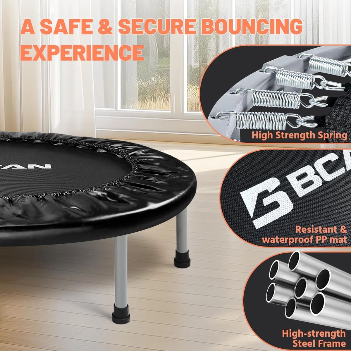 FED Fitness Bcan Series SP2 Foldable Mini Spring Trampoline