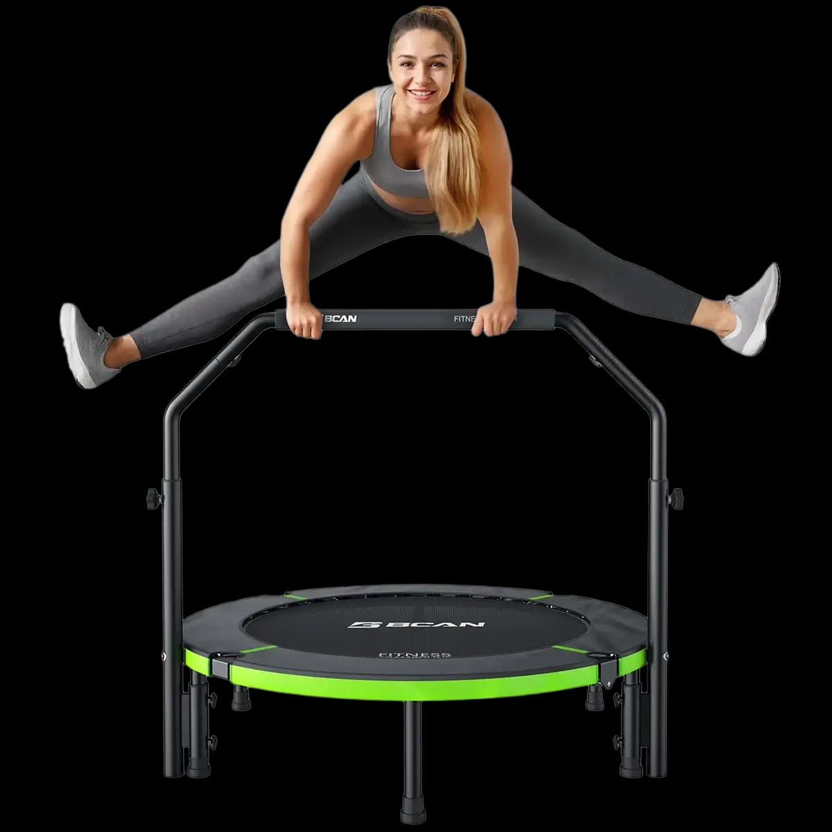 FED Fitness Bcan Series SP3 Foldable Adult Mini Spring Trampoline With Handlebar & Spring Cover