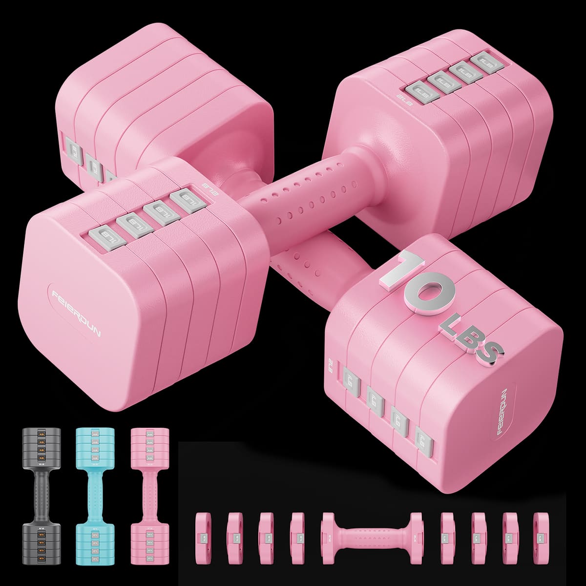 FED Fitness Feierdun Series DB3 Adjustable Light Dumbbell 10LBS Pair