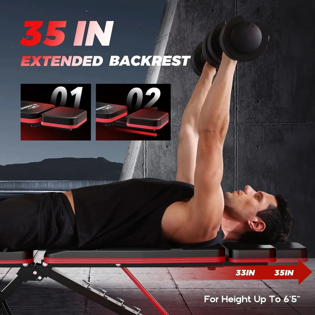 FED Fitness Flybird Series WB3 Foldable Adjustable Bench With Headrest