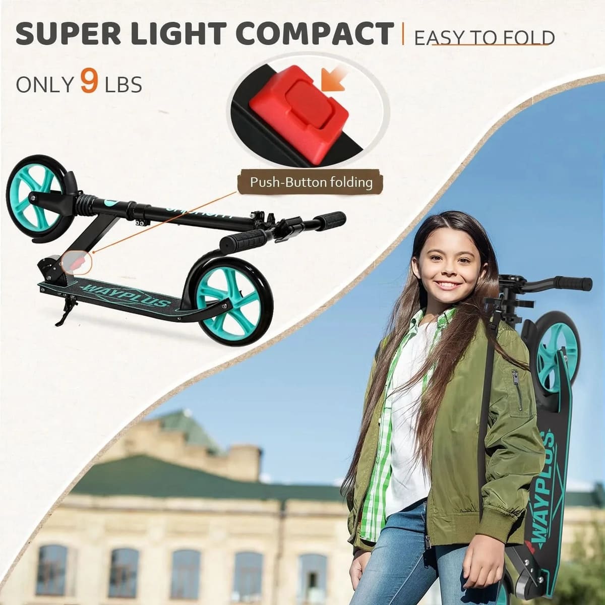 FED Fitness Wayplus Series KS1 Adjustable Foldable Kick Scooter