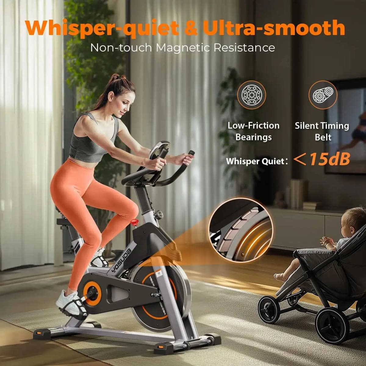 FED Fitness Yosuda Series EB1 Magnetic Indoor Cycling Bike with 300 LBS Capacity