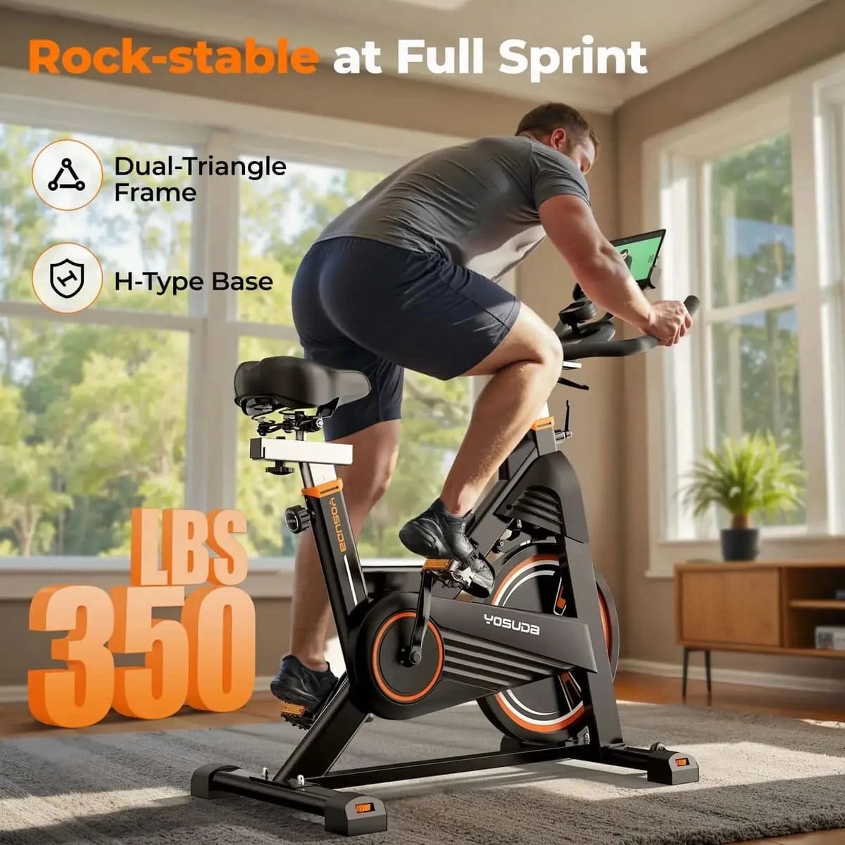 FED Fitness Yosuda Series EB2 Fully-Adjustable Indoor Cycling Bike with 350 LBS Capacity