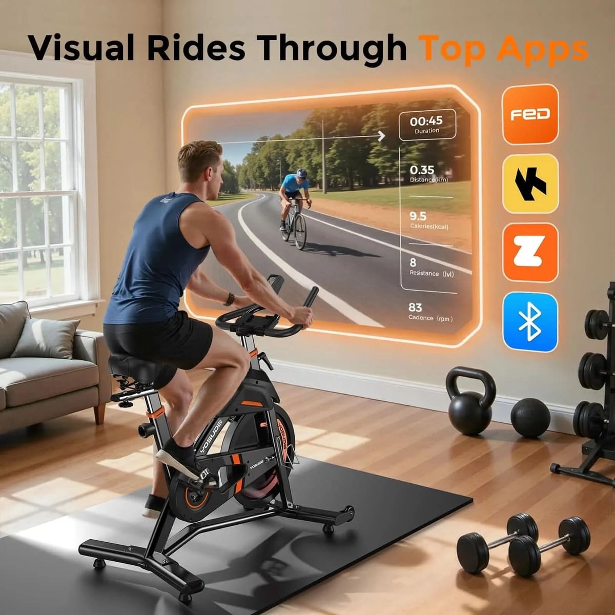 FED Fitness Yosuda Series EB3 Heavy-Duty Indoor Cycling Bike with 400 LBS Capacity