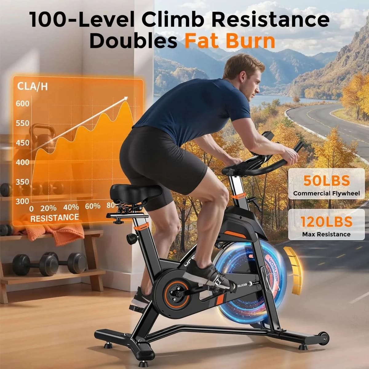 FED Fitness Yosuda Series EB3 Heavy-Duty Indoor Cycling Bike with 400 LBS Capacity