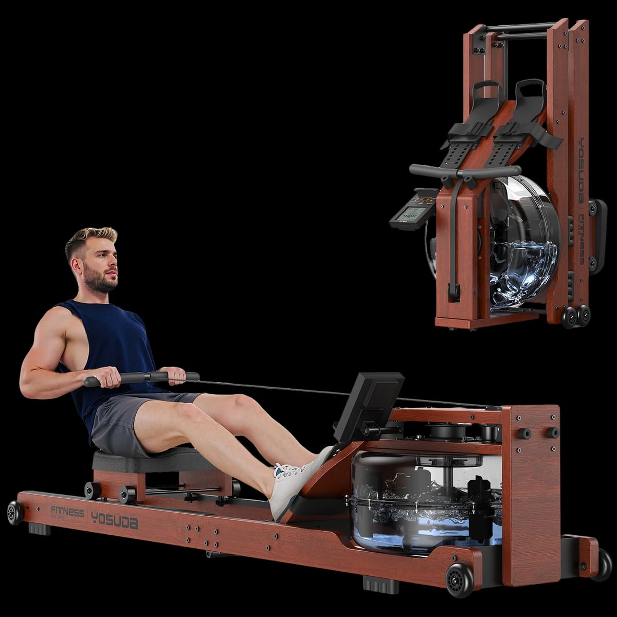 FED Fitness Yosuda Series RM5 Wooden Water Foldable Rowing Machine
