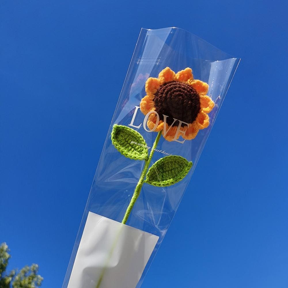Crochet Flowers Crocheted Sunflower Handmade Rose Flowers Knitted Flowers Bouquet Anniversary Gift for Her