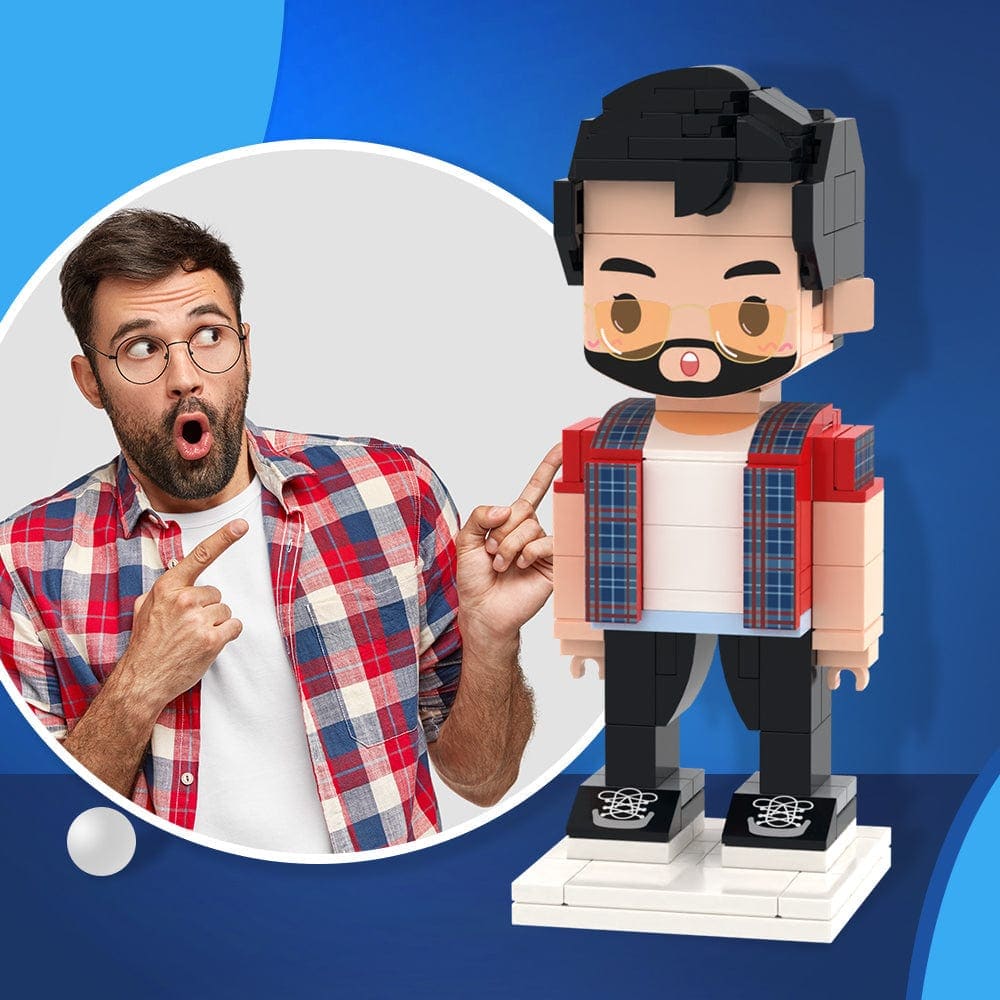 Custom Full Body Brick Figure for Him - Build Your Own Mini-Me Adventure for Father's Day