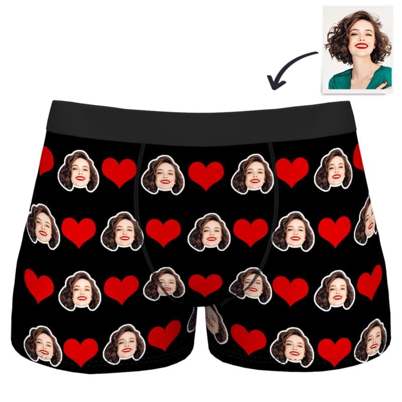 Customized Face Boxer Heart - 5 Colors Christmas Gift For Him