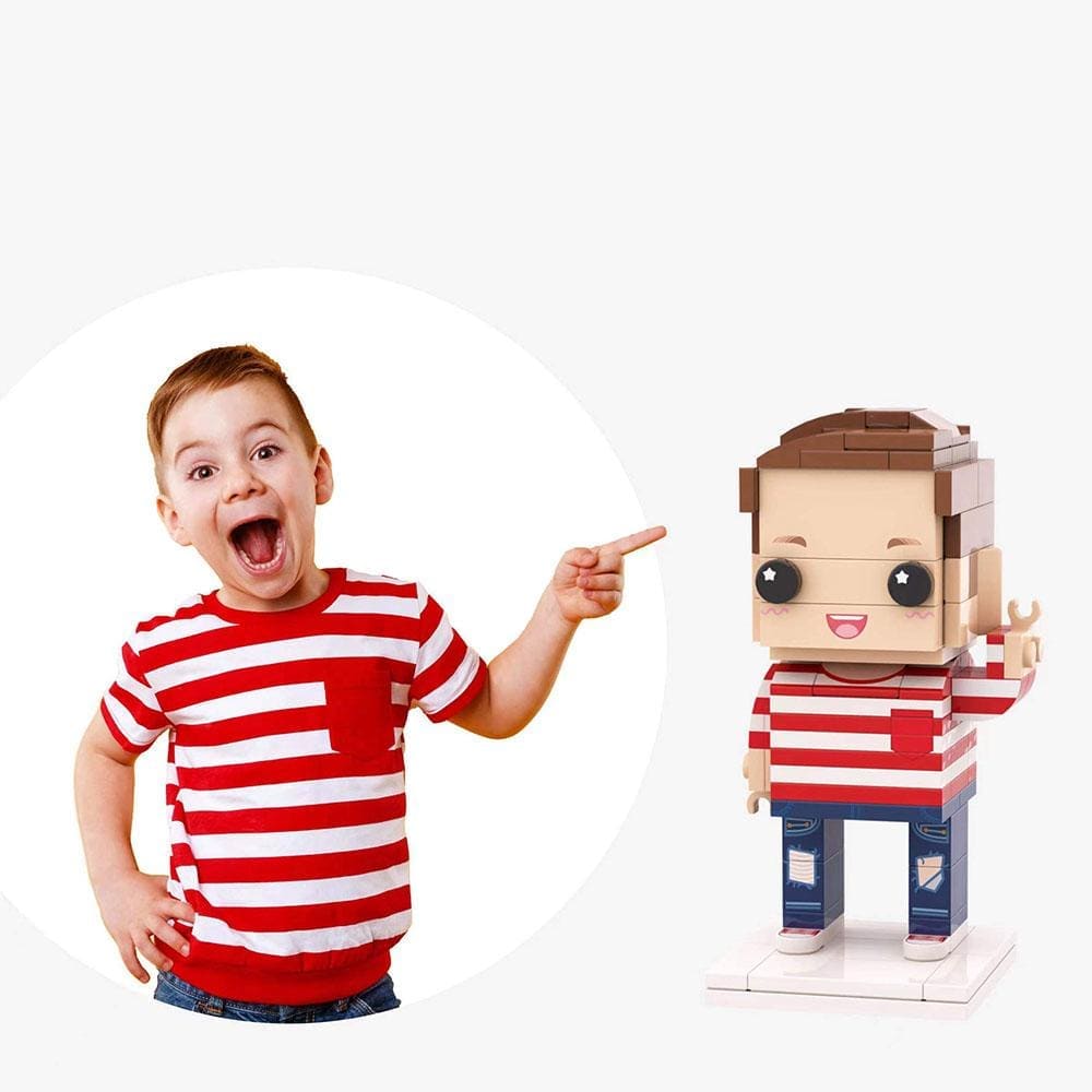 Full Body Customizable 1 Person Custom Brick Figures Gifts For Kids (Not Assembled) - Cute Boy