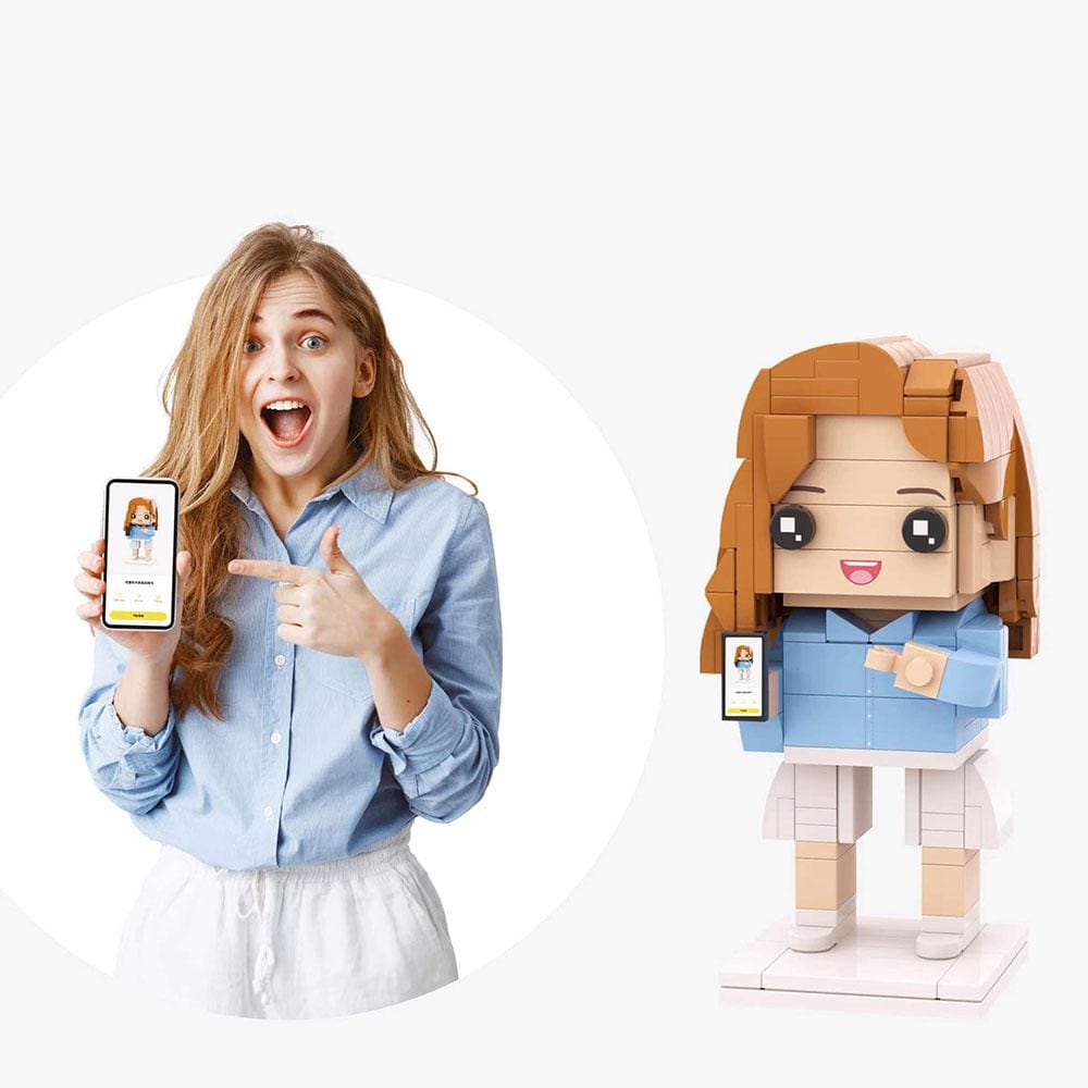 Full Body Customizable 1 Person Custom Brick Figures Valentine's Gift For Girlfriend (Not Assembled)