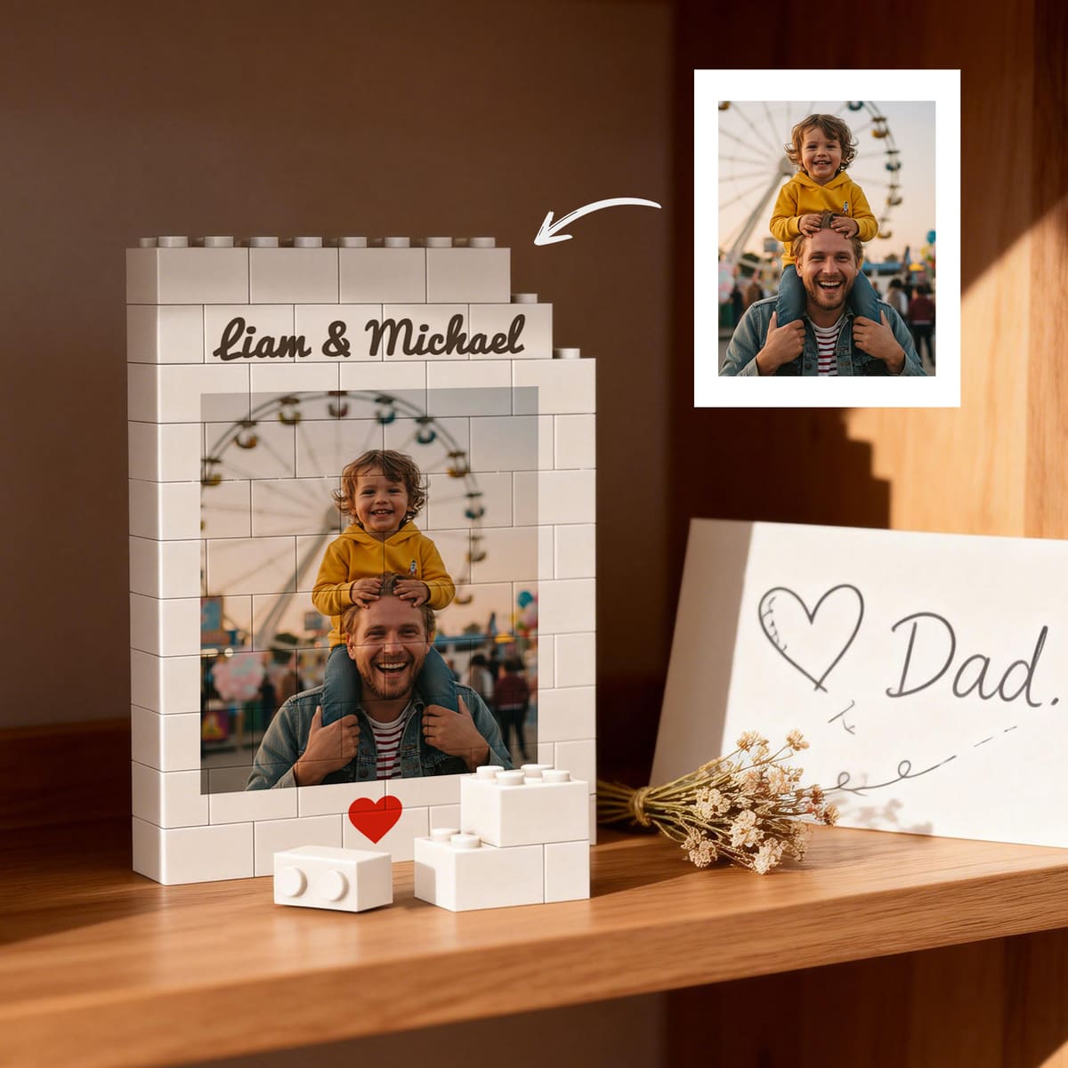 Personalized Photo Bricks Frame for Dad Father's Day Gifts Father's day Keepsake