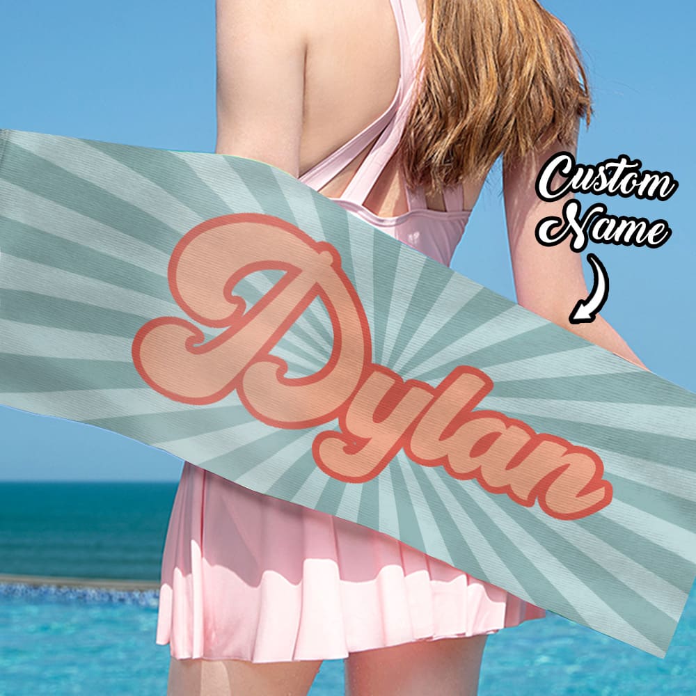 RETRO Style Personalized Beach Towel Personalized Name Bath Towel Custom Beach Towel With Name Outside Birthday Vacation Gift