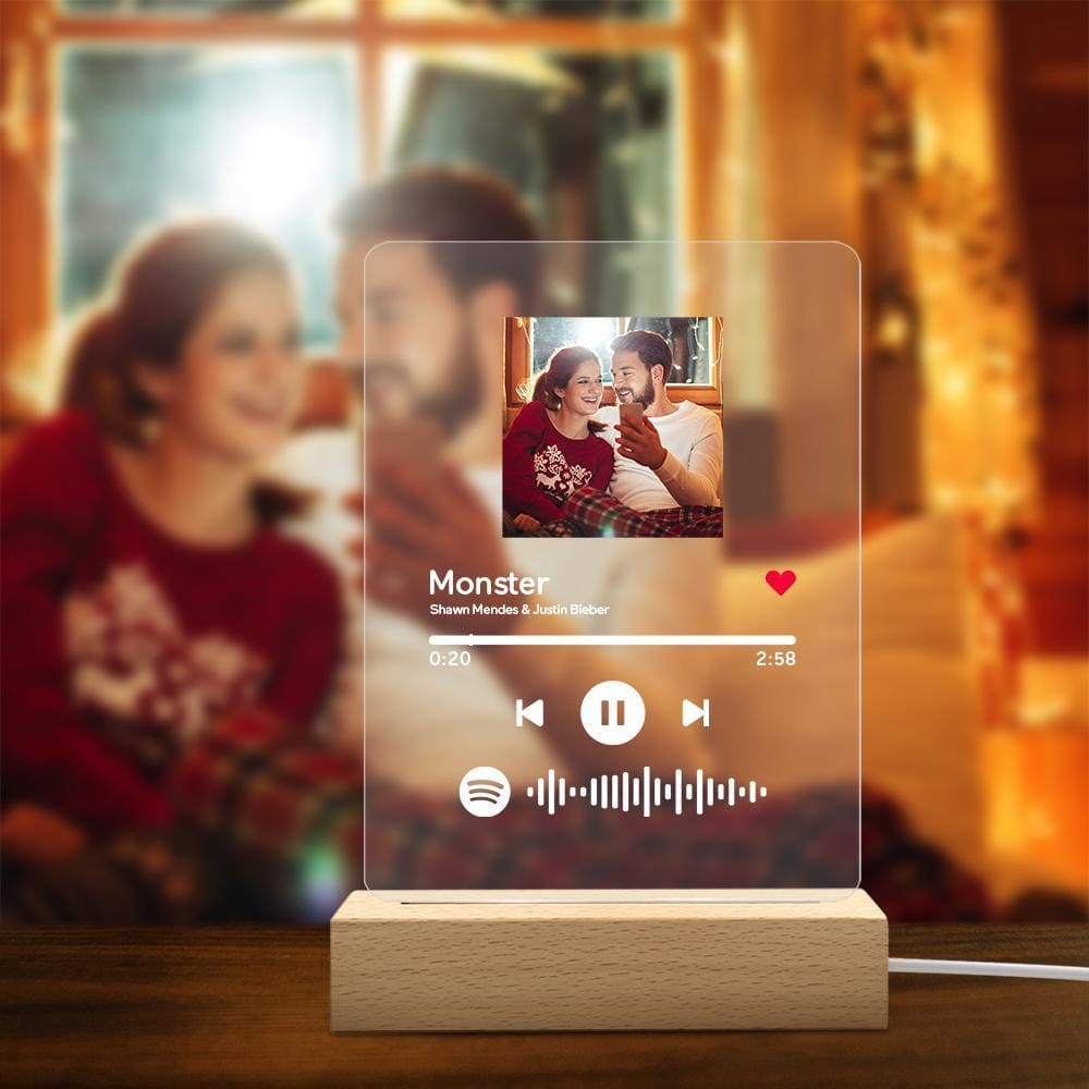 Spotify Plaque Night Lamp With Stand Custom Anniversary Birthday Gift