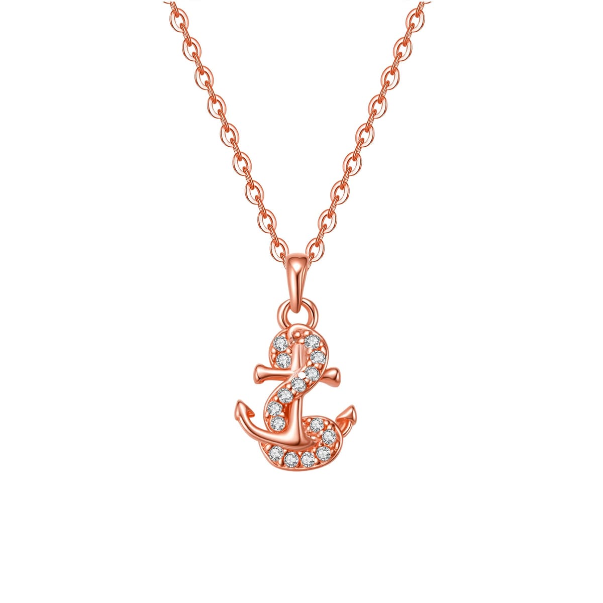 Anchor Sparkle Pendant Necklace Sterling Silver