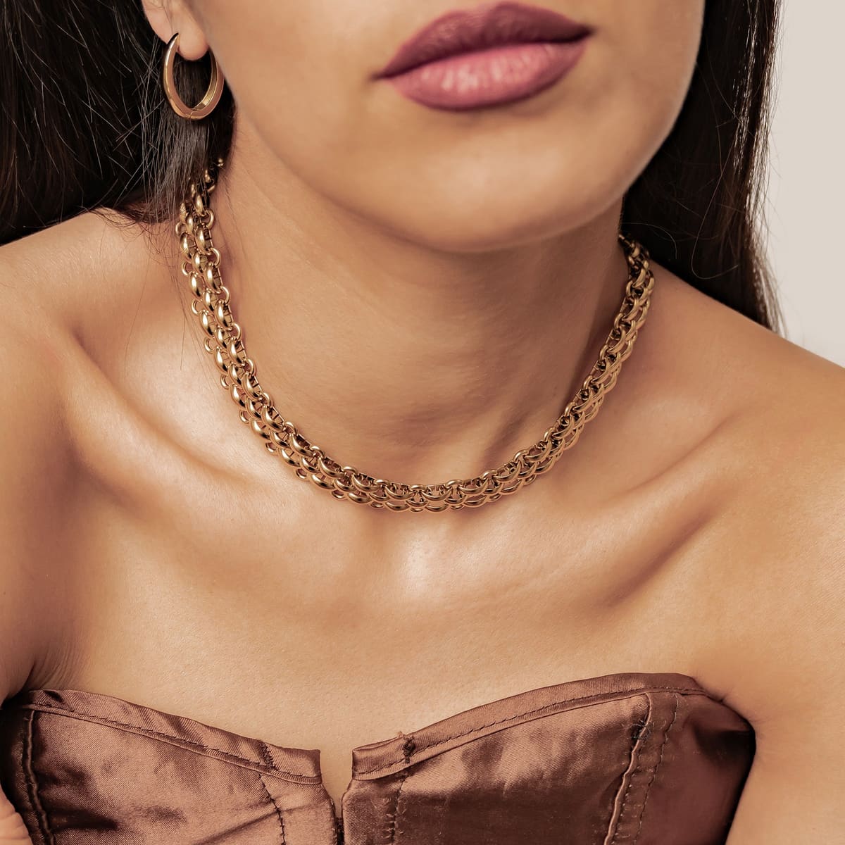 Bold Interlocking Chain Necklace Waterproof