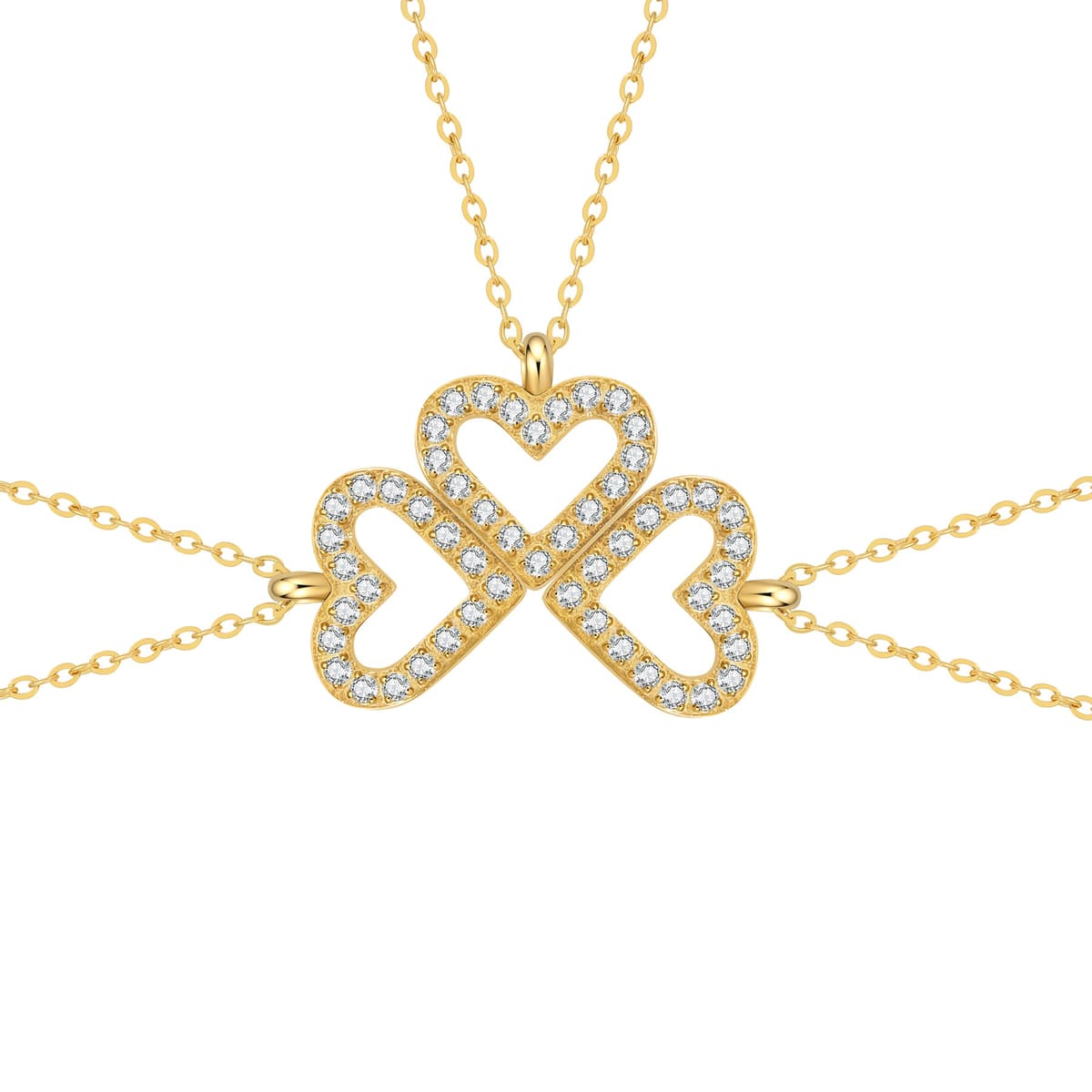 Bond Heart Three Crystal Necklace Set Waterproof