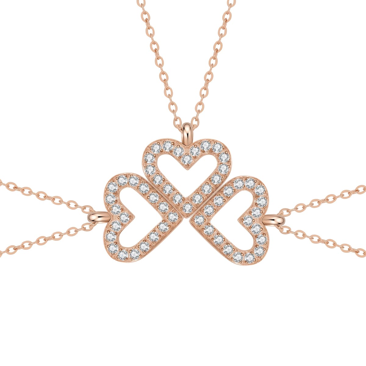 Bond Heart Three Crystal Necklace Set Waterproof