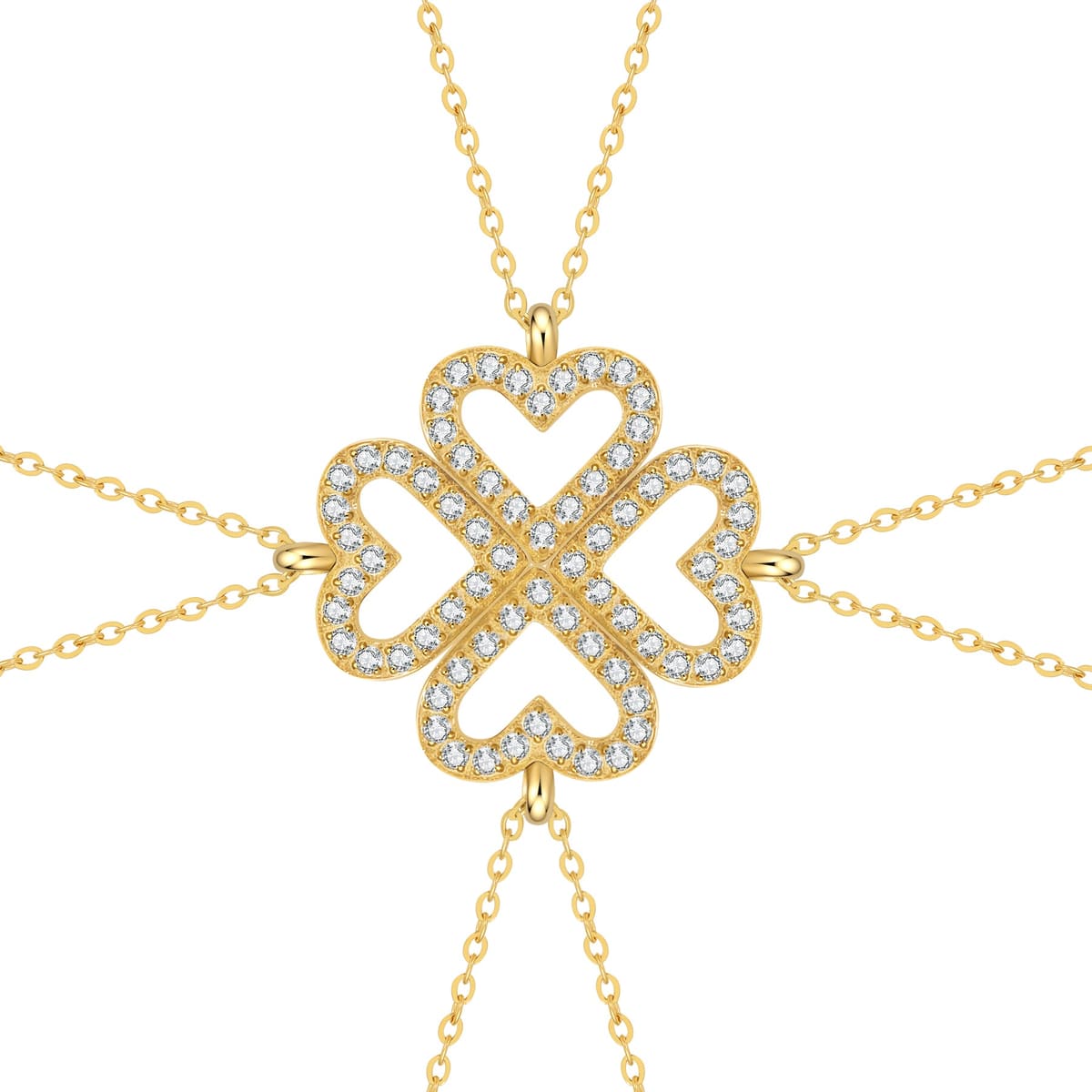 Bond Hearts Four Crystal Necklace Set Waterproof