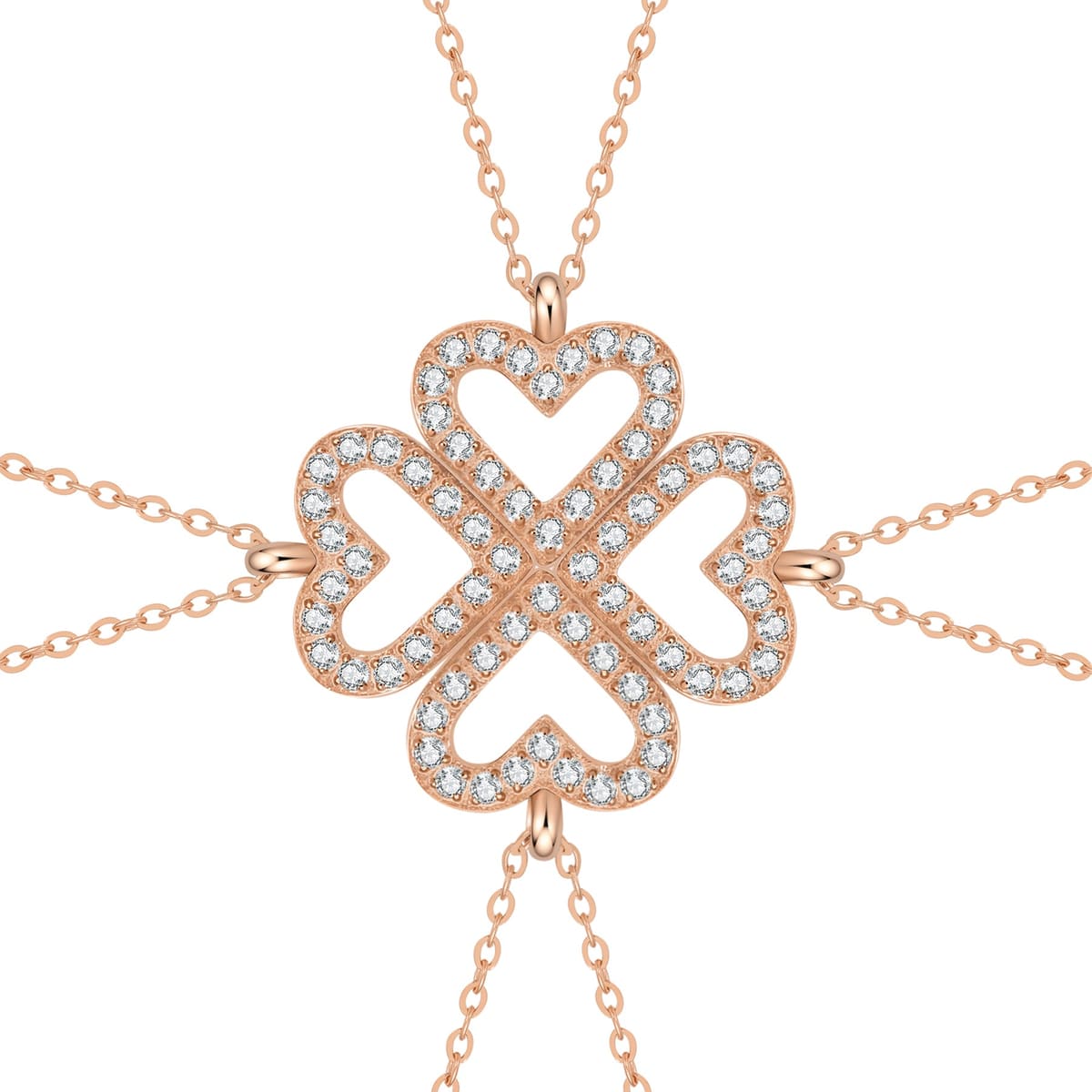 Bond Hearts Four Crystal Necklace Set Waterproof