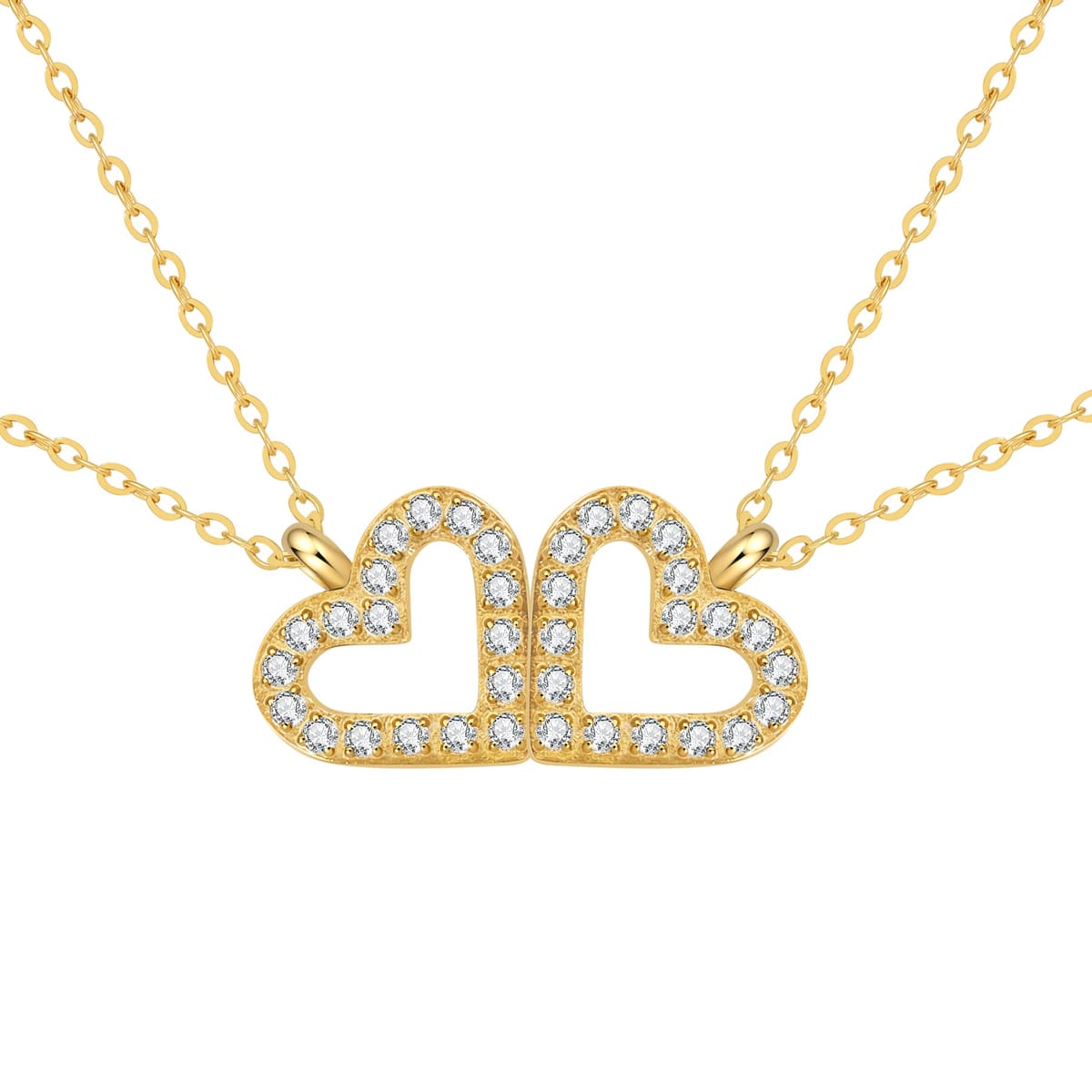 Bond Hearts Two Crystal Necklace Set Waterproof