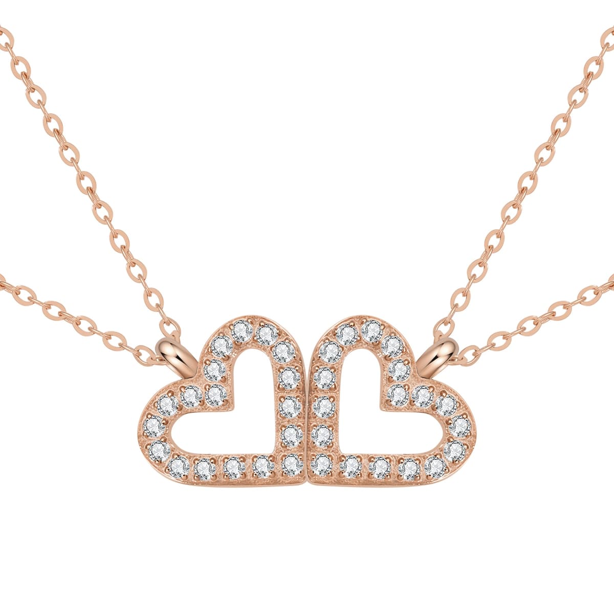Bond Hearts Two Crystal Necklace Set Waterproof