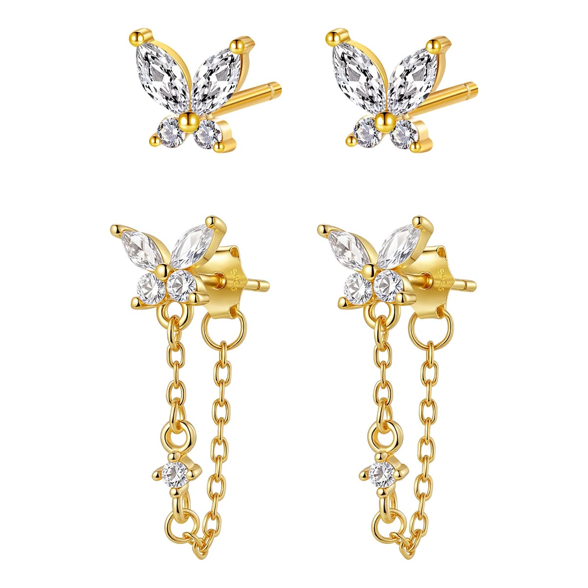 Butterfly Blossom Earrings Set Sterling Silver