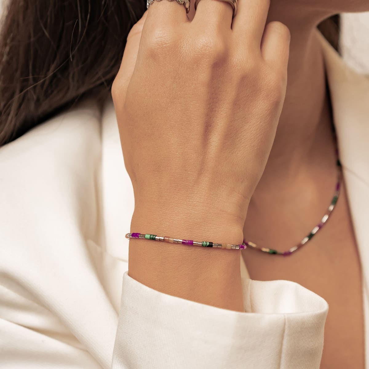Candy Color Tube Bead Bracelet Waterproof