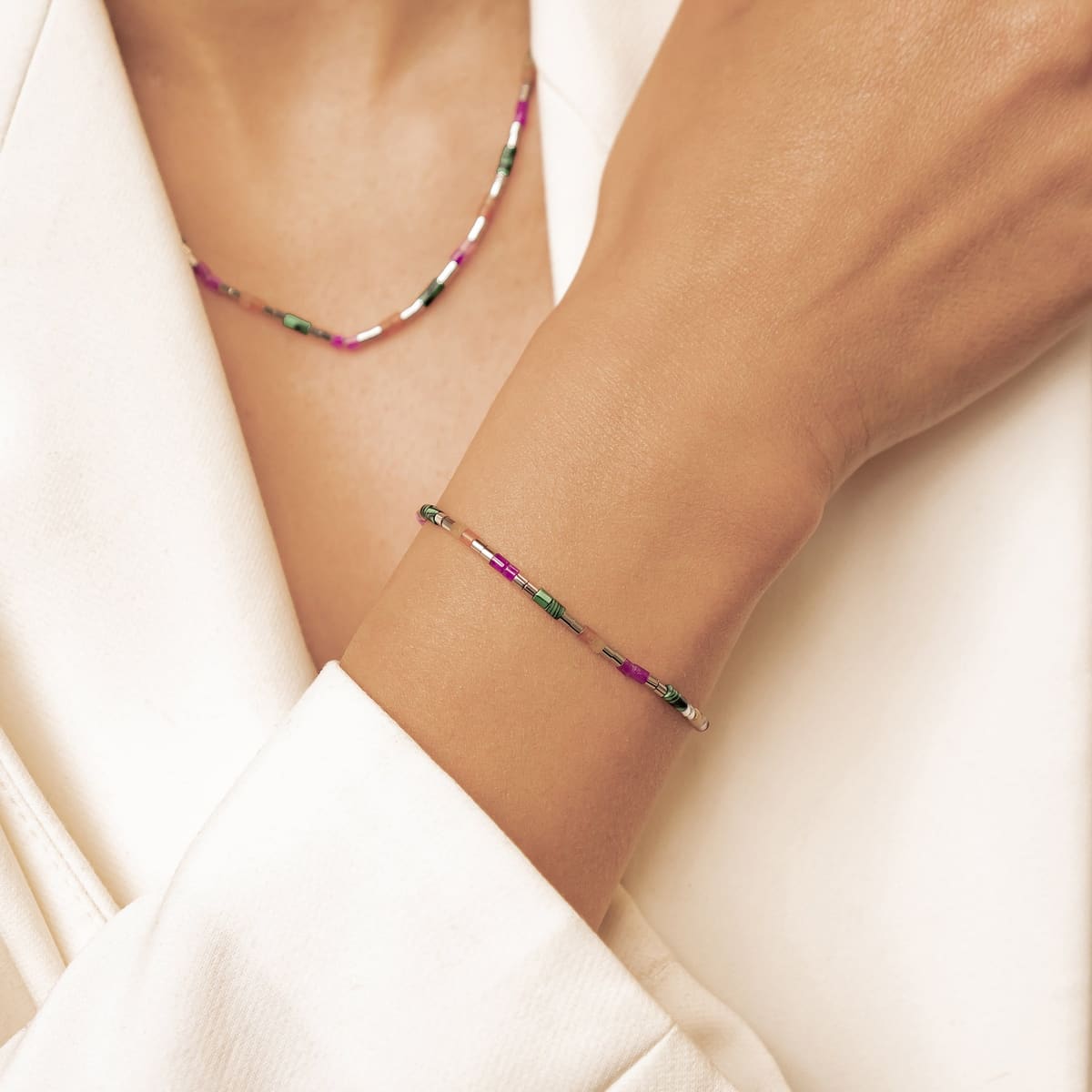 Candy Color Tube Bead Bracelet Waterproof