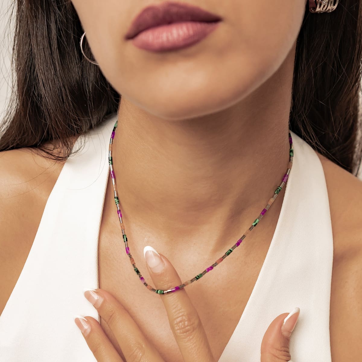 Candy Color Tube Bead Necklace Waterproof