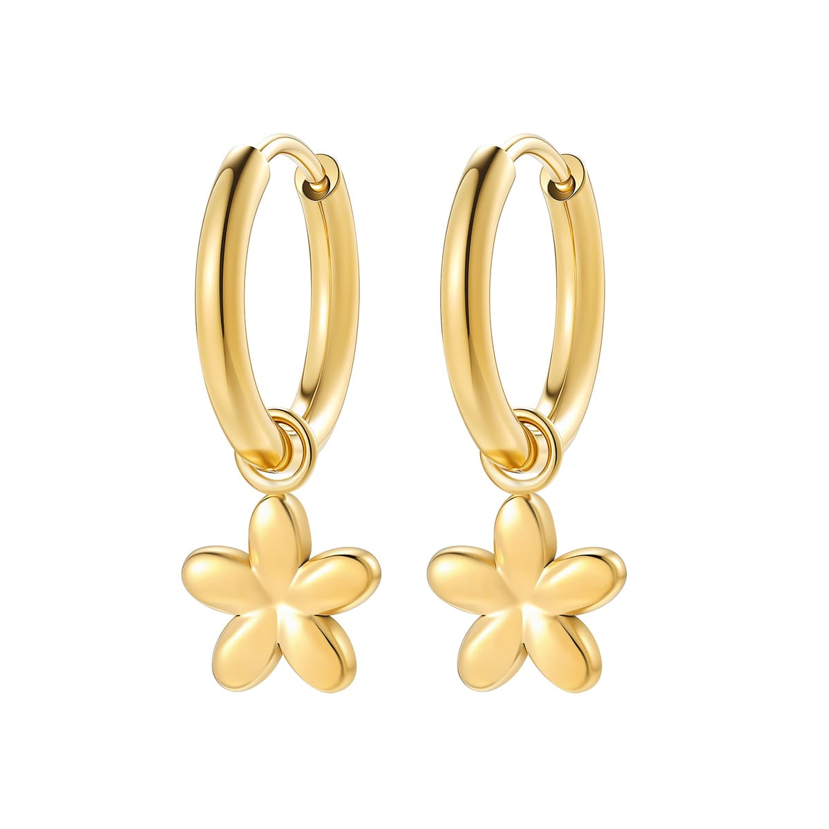 Chunky Daisy Flower Hoop Earrings Waterproof