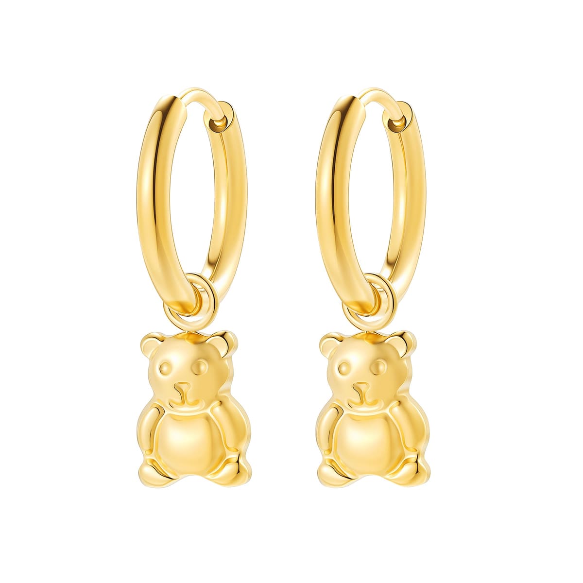 Chunky Teddy Bear Hoop Earrings Waterproof