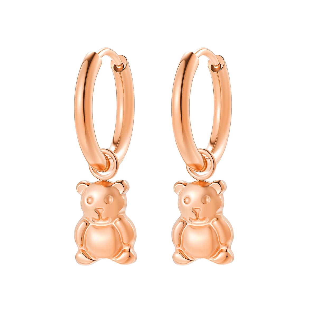Chunky Teddy Bear Hoop Earrings Waterproof
