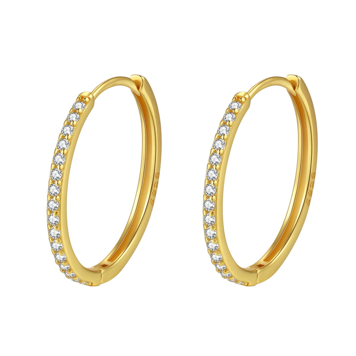 Clear Stone Hoop Earrings Sterling Silver